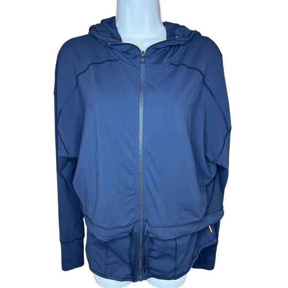 Lucy Zip Front Black Hooded Jacket Size Large - Picture 1 of 6